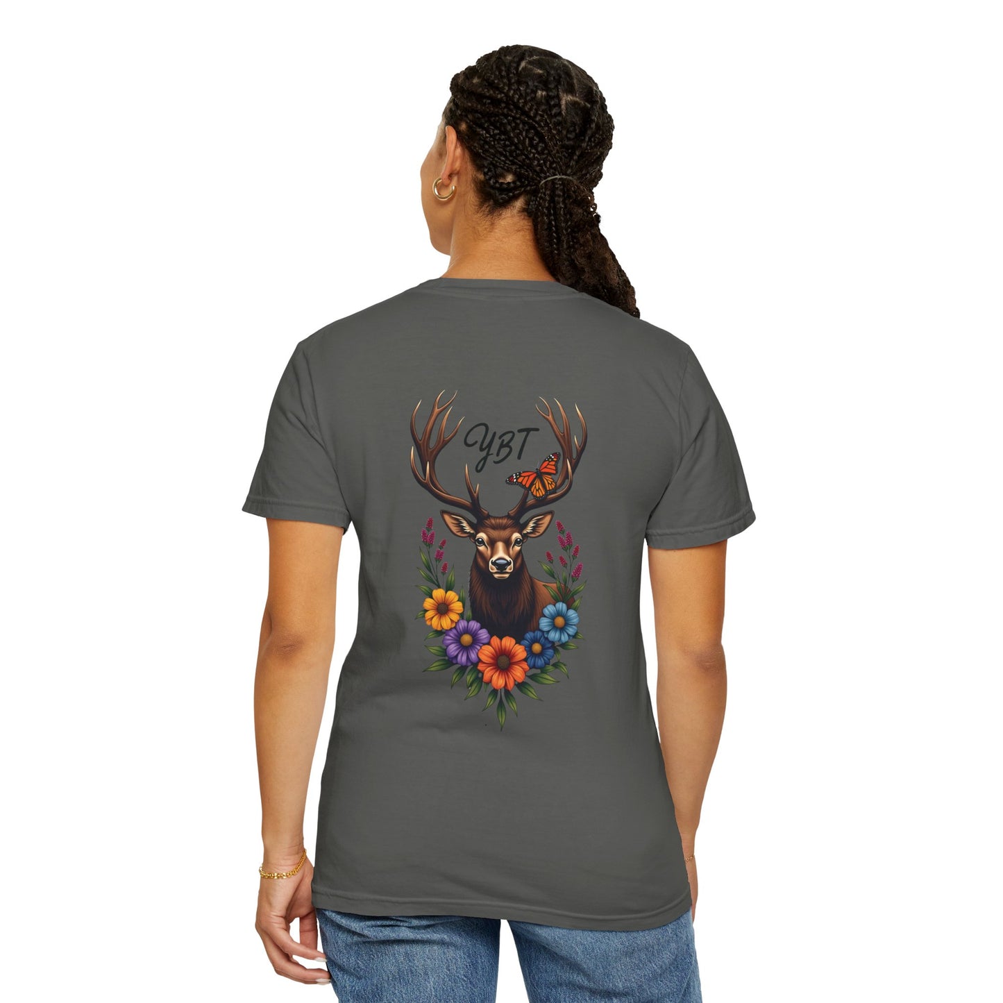 Woman's T-Shirt with YBT Deer Wreath Design