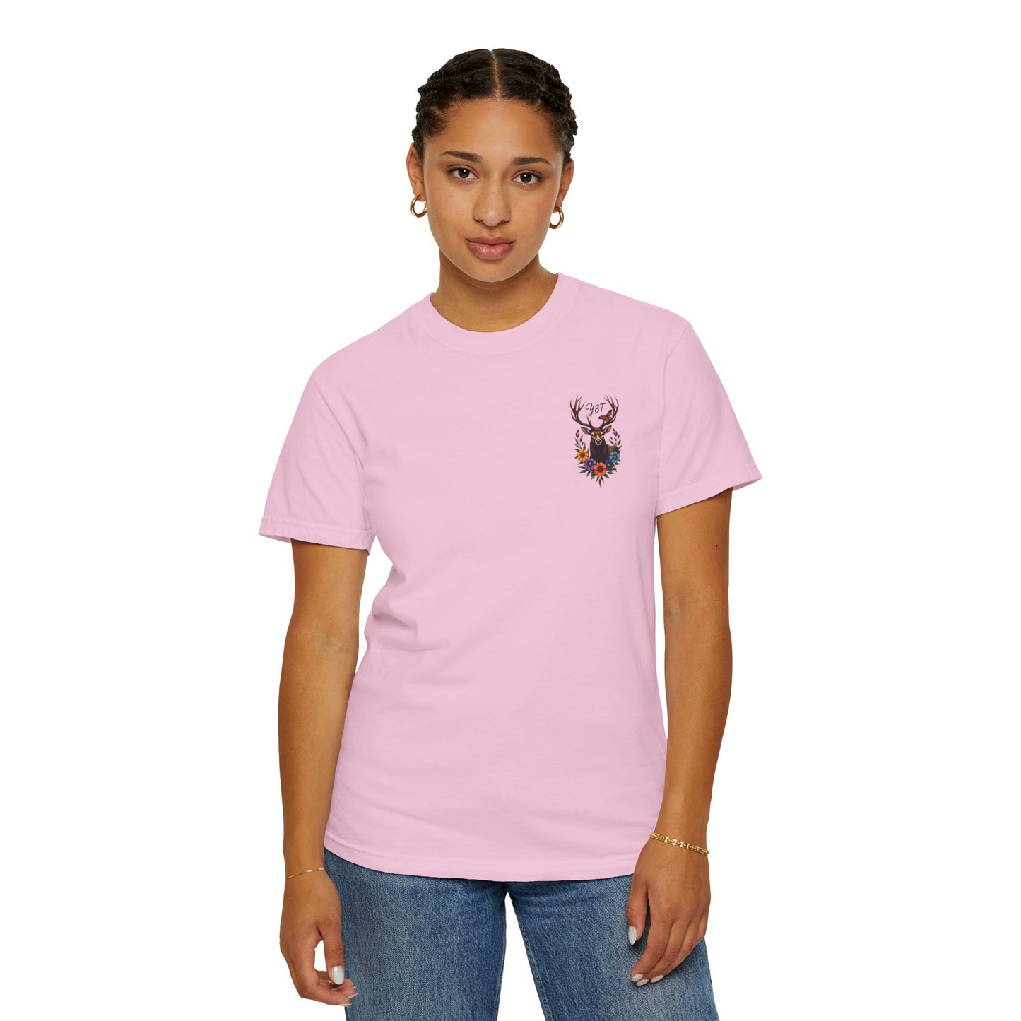 Woman's T-Shirt with YBT Deer Wreath Design