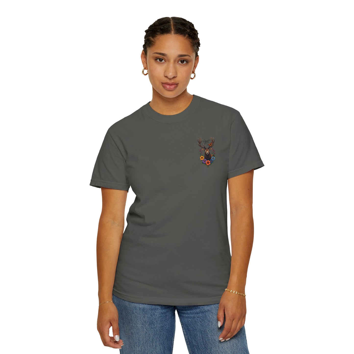 Woman's T-Shirt with YBT Deer Wreath Design