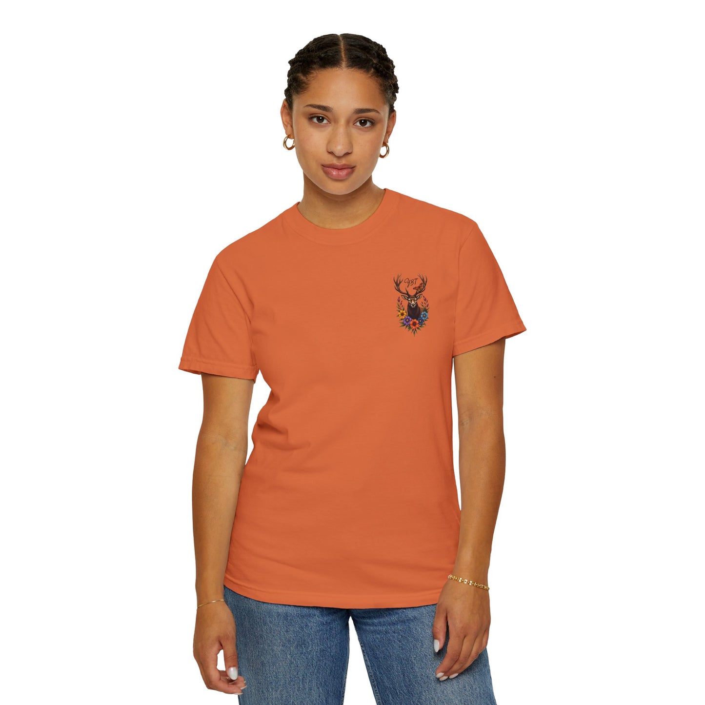 Woman's T-Shirt with YBT Deer Wreath Design