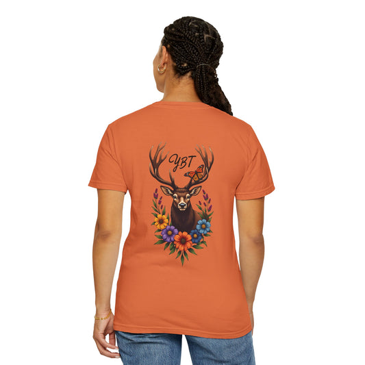 Woman's T-Shirt with YBT Deer Wreath Design