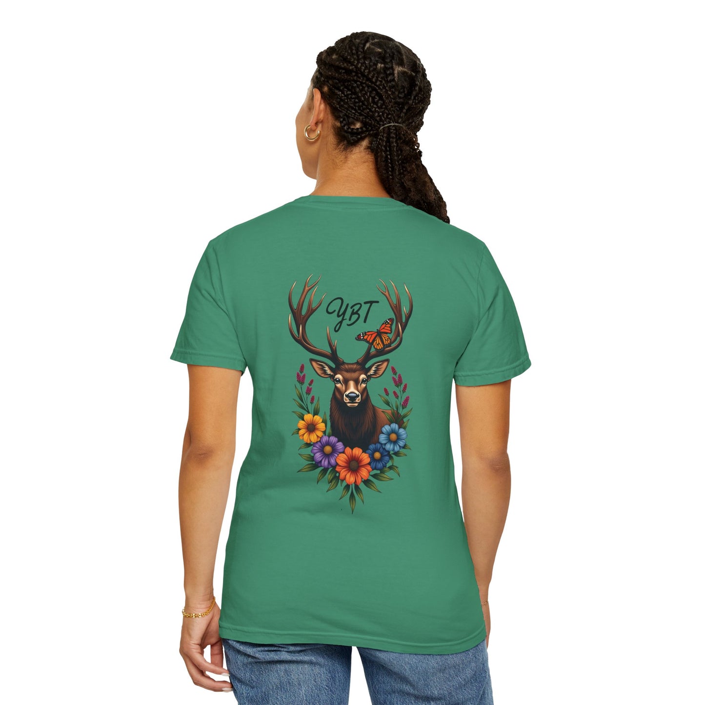 Woman's T-Shirt with YBT Deer Wreath Design